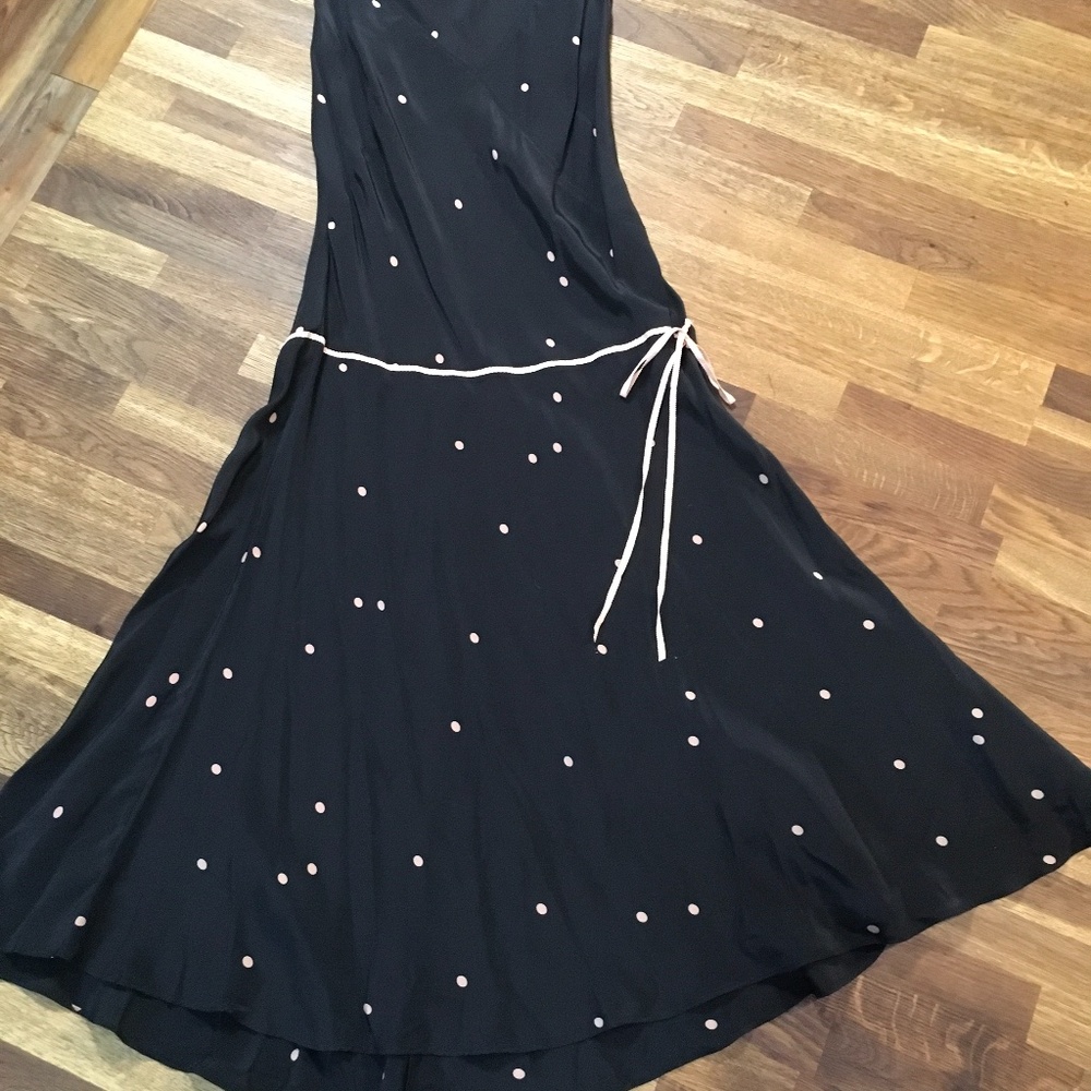 Classy retro 40s silk Dress   Black with Pink Polk a dots